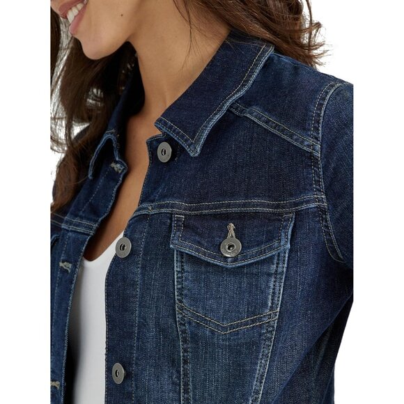 Brand New Women Drenched Cotton Denim Jacket Classic Fit Button Front Casual - Picture 3 of 4